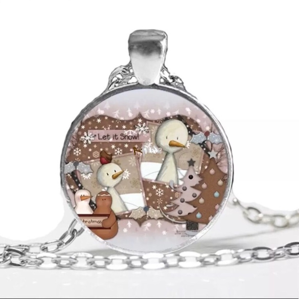 New! Christmas Snowmen Snowman necklace